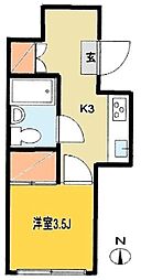 公建ハイムブリリアンス飛鳥山公園 1階1Kの間取り