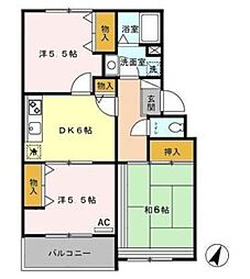 グリーンパークマルオカ 3DKの間取図画像