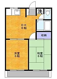 第2コーポＫＡＫＫＯ 2階2DKの間取り