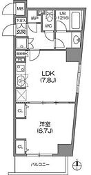 アジールコート中野坂上 2階1DKの間取り