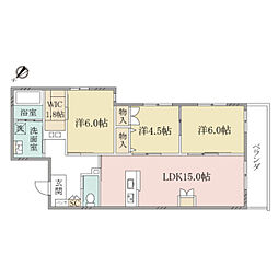 (シニア限定)ヘーベルVillageひばりが丘～ヘーベルヴィ 3LDKの間取図画像