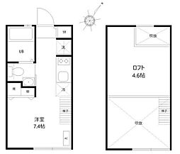 グランエッグス東中野S 2階ワンルームの間取り