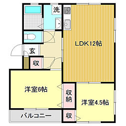 泉野ハイツ 2LDKの間取図画像