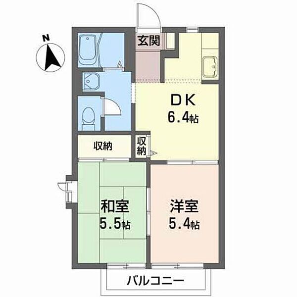 ヴィラージュ折立 203｜宮城県仙台市青葉区折立５丁目(賃貸アパート2DK・2階・40.00㎡)の写真 その2