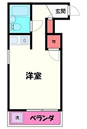 砂川ロイヤルハイツ 1階ワンルームの間取り