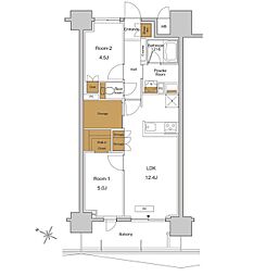 RJRPRECIA東十条ガーデン 2SLDKの間取図画像