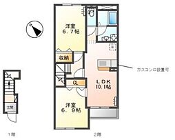 グリーンパレスB 2LDKの間取図画像