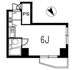 スカイコート後楽園第2 8階ワンルームの間取り