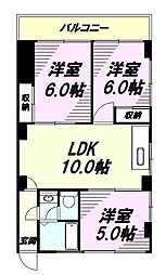 ベルハイム河辺 3LDKの間取図画像