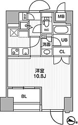 東神田テラスレジデンス ワンルームの間取図画像