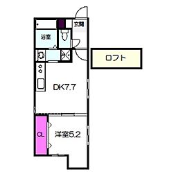 万代東マンション 4階1LDKの間取り