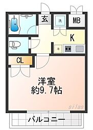 阪急神戸本線 西宮北口駅 徒歩3分の賃貸マンション 7階1Kの間取り