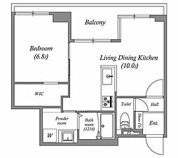 白金台アパートメント 7階ワンルームの間取り