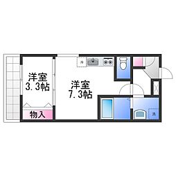 ジーメゾンエトワール和泉大宮 1DKの間取図画像