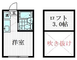 ライフピアセントラル 2階ワンルームの間取り