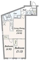 GRAN PASEO三宿II 4階2LDKの間取り