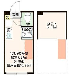 ハーモニーテラス中板橋3 ワンルームの間取図画像