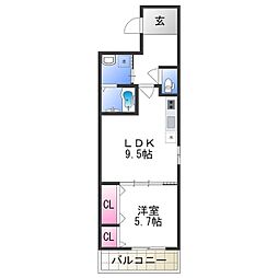 Casad'oro清水丘 1LDKの間取図画像