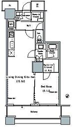 ザ・東京タワーズミッドタワー 20階1LDKの間取り