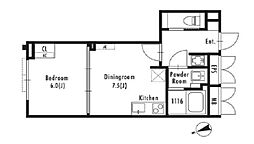 GRANPASEO市谷仲之町 1DKの間取図画像