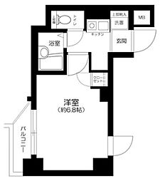 プレール・ドゥーク羽田ウエスト 1Kの間取図画像