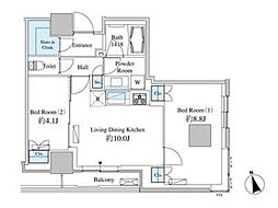 ベルファース芝浦タワー 25階2LDKの間取り