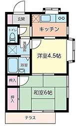 三橋ハイツ 2Kの間取図画像