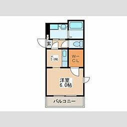 シェリス 1階1Kの間取り