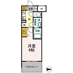D-room早稲田 1Kの間取図画像