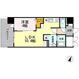 テラス天の川 1LDKの間取図画像