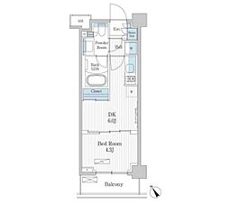 パークアクシス門前仲町テラス 5階1DKの間取り