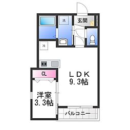 ジーメゾン岸和田ノース 1階1LDKの間取り
