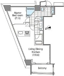 コンフォリア新宿イーストサイドタワー タワー棟 14階1LDKの間取り