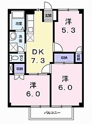 ヴィラB 3DKの間取図画像