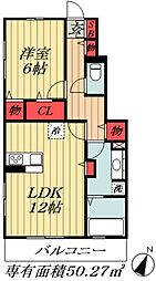 ヴァンフェリオB 1LDKの間取図画像