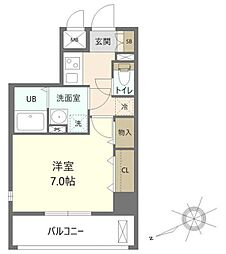 サン・ミッシェル相模原 1Kの間取図画像