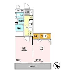 ソレイユA 2Kの間取図画像
