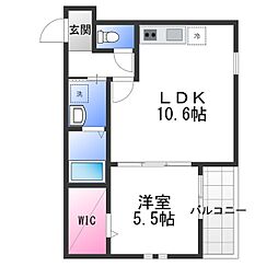 ＣＡＳＡ・ＣＯＭＦＯＲＴ 3階1LDKの間取り
