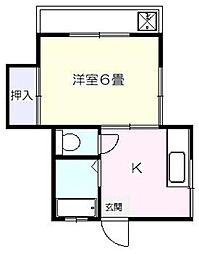 メゾン弥生 1Kの間取図画像