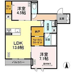 D-comodo小金井貫井北町 3階2LDKの間取り