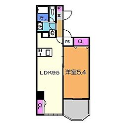 ジェルメ河善 8階1LDKの間取り