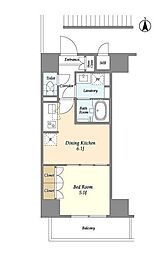 ラドゥセール東神田 1DKの間取図画像