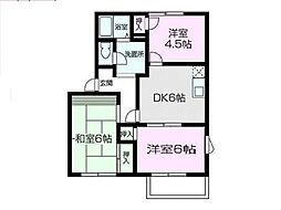 アップフィールドタウンC 3DKの間取図画像