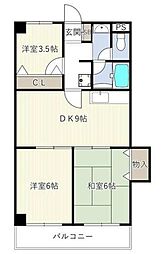 トーカド宮崎台東棟 3DKの間取図画像
