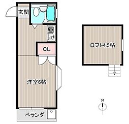 ハイツ夏栄 1Kの間取図画像
