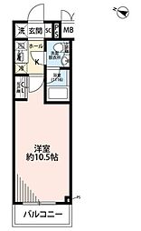 プレール・ドゥーク中板橋II 1階1Kの間取り