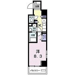 ホワイトマーベル 8階1Kの間取り