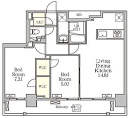 ジオエント白金台 10階2LDKの間取り