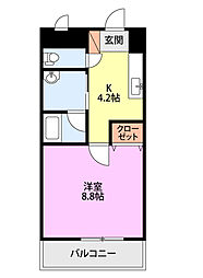 コンコース東堀 1Kの間取図画像