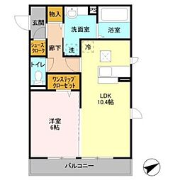 カメリア 1LDKの間取図画像